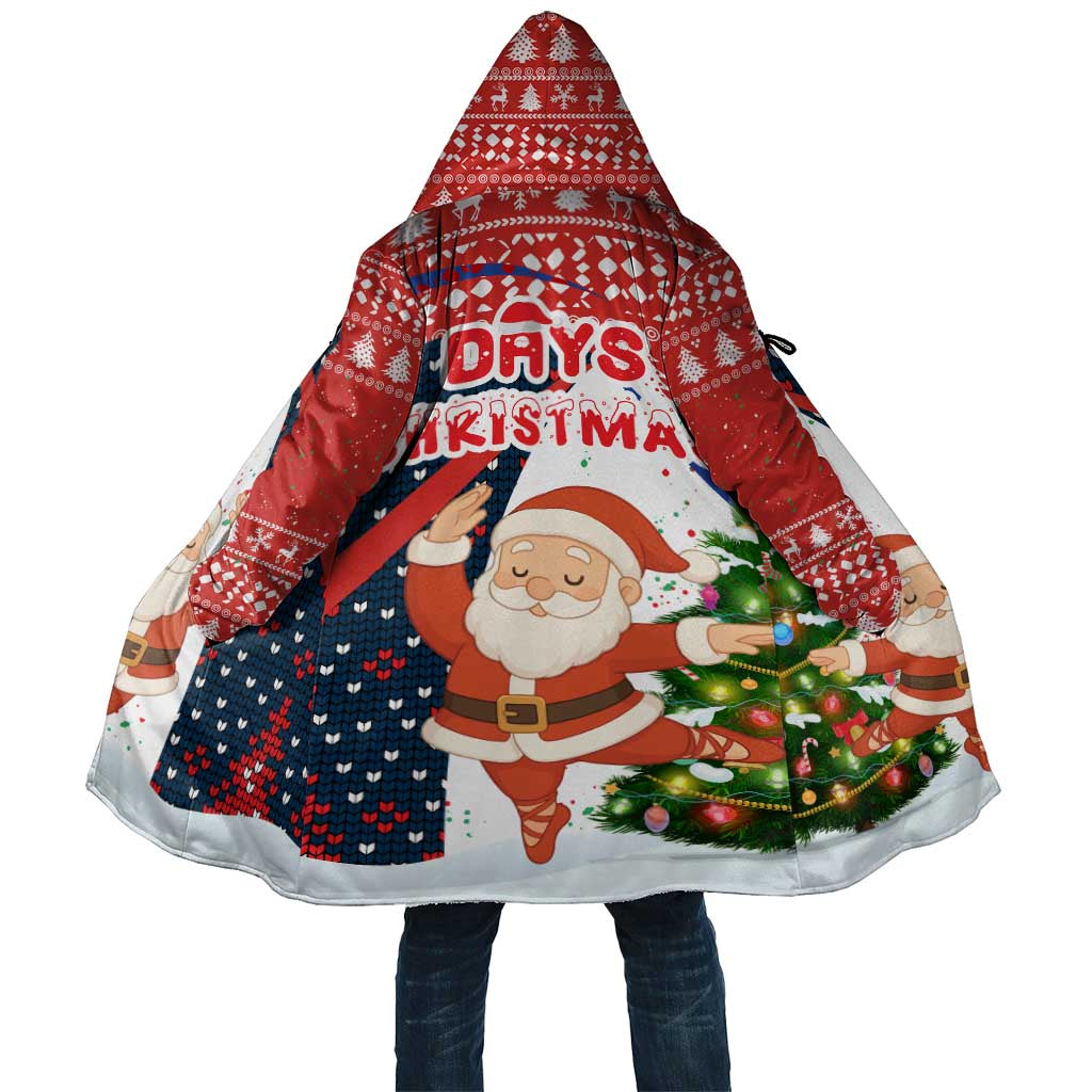 Russia Christmas Cloak with Dancing Santa Christmas Tree Lights and Red Snowflake - Wonder Print Shop