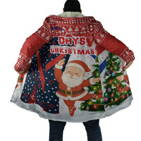 Russia Christmas Cloak with Dancing Santa Christmas Tree Lights and Red Snowflake - Wonder Print Shop
