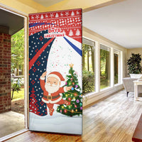 Russia Christmas Door Cover with Dancing Santa Christmas Tree Lights and Red Snowflake - Wonder Print Shop