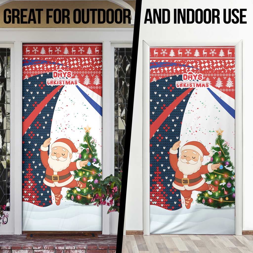 Russia Christmas Door Cover with Dancing Santa Christmas Tree Lights and Red Snowflake - Wonder Print Shop
