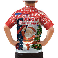 Russia Christmas Family Matching Mermaid Dress and Hawaiian Shirt with Dancing Santa Christmas Tree Lights and Red Snowflake - Wonder Print Shop