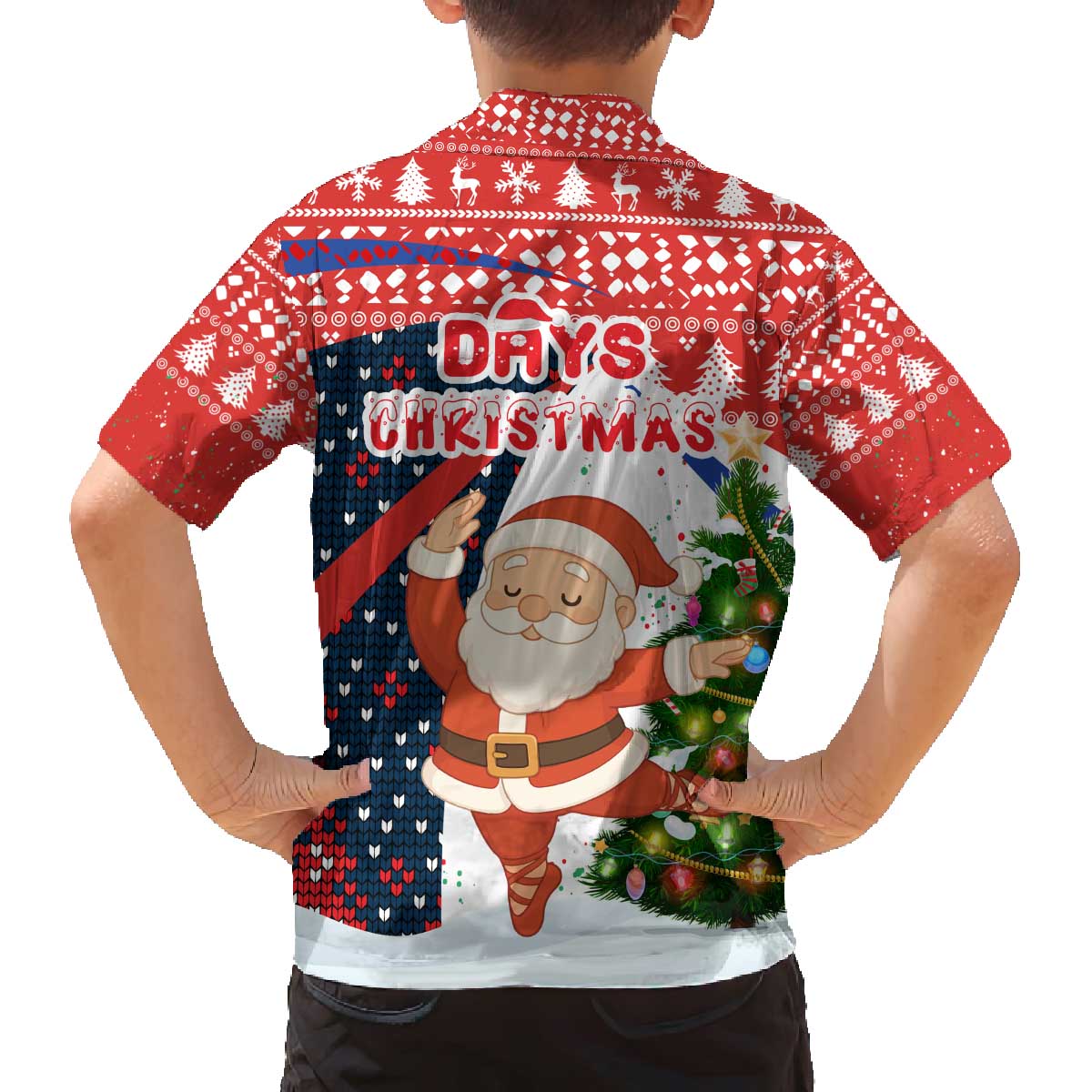 Russia Christmas Family Matching Off The Shoulder Long Sleeve Dress and Hawaiian Shirt with Dancing Santa Christmas Tree Lights and Red Snowflake - Wonder Print Shop