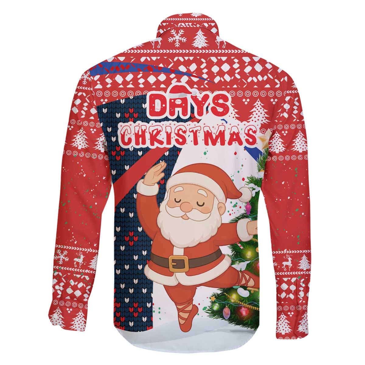 Russia Christmas Family Matching Off The Shoulder Long Sleeve Dress and Hawaiian Shirt with Dancing Santa Christmas Tree Lights and Red Snowflake - Wonder Print Shop