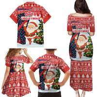 Russia Christmas Family Matching Puletasi and Hawaiian Shirt with Dancing Santa Christmas Tree Lights and Red Snowflake - Wonder Print Shop