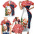 Russia Christmas Family Matching Short Sleeve Bodycon Dress and Hawaiian Shirt with Dancing Santa Christmas Tree Lights and Red Snowflake - Wonder Print Shop