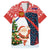 Russia Christmas Family Matching Short Sleeve Bodycon Dress and Hawaiian Shirt with Dancing Santa Christmas Tree Lights and Red Snowflake - Wonder Print Shop