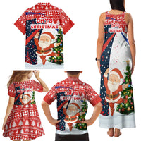 Russia Christmas Family Matching Tank Maxi Dress and Hawaiian Shirt with Dancing Santa Christmas Tree Lights and Red Snowflake - Wonder Print Shop