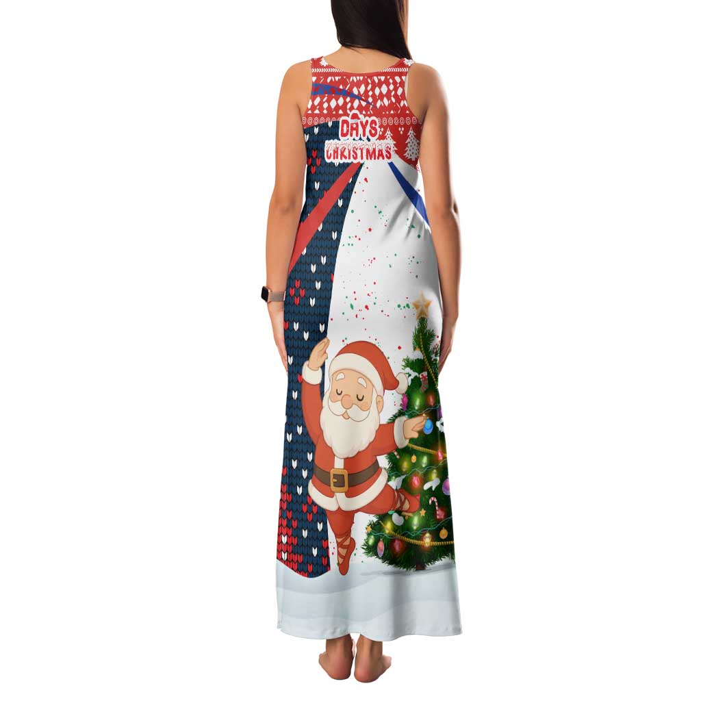 Russia Christmas Family Matching Tank Maxi Dress and Hawaiian Shirt with Dancing Santa Christmas Tree Lights and Red Snowflake - Wonder Print Shop