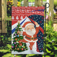 Russia Christmas Garden Flag with Dancing Santa Christmas Tree Lights and Red Snowflake - Wonder Print Shop