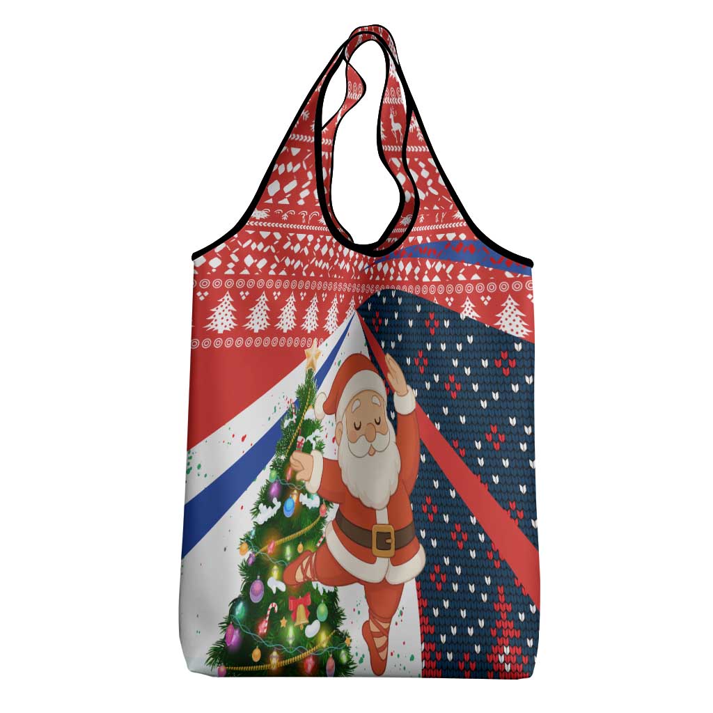Russia Christmas Grocery Bag with Dancing Santa Christmas Tree Lights and Red Snowflake - Wonder Print Shop