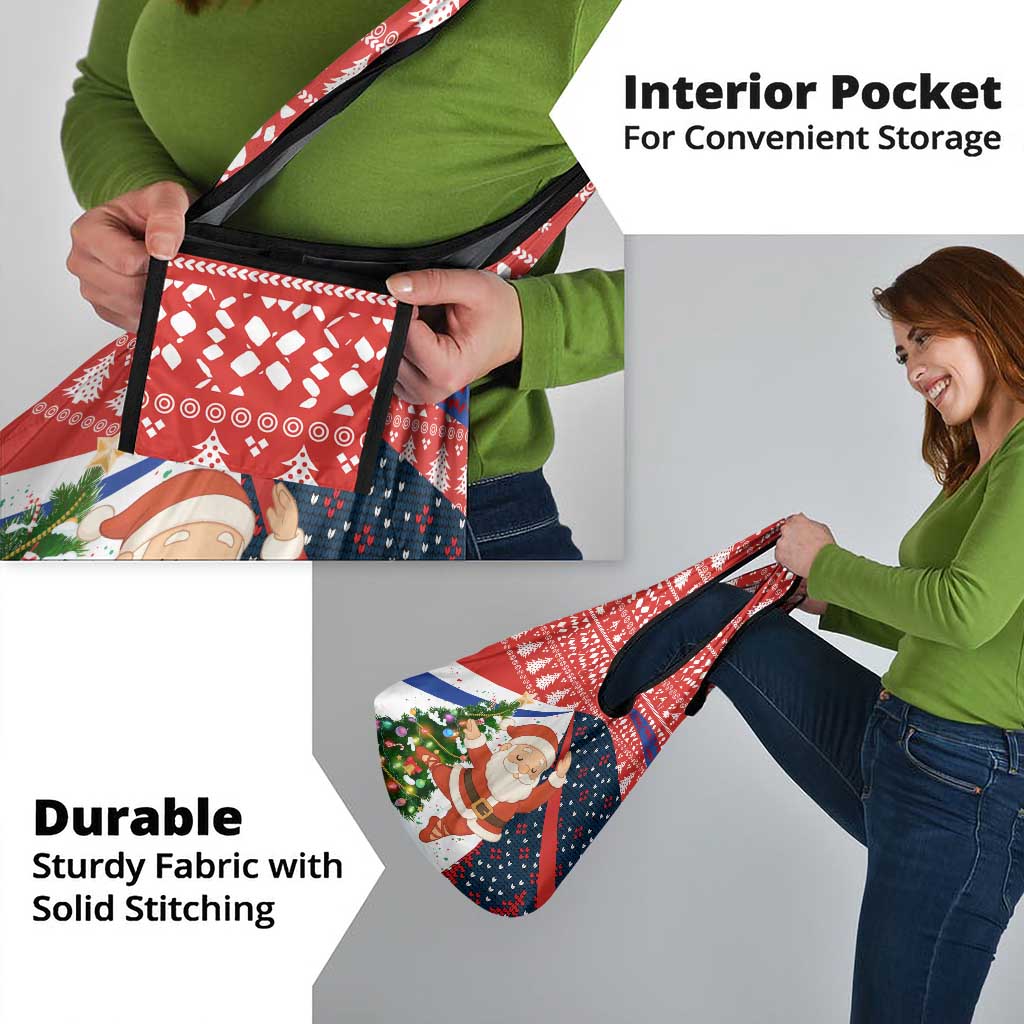 Russia Christmas Grocery Bag with Dancing Santa Christmas Tree Lights and Red Snowflake - Wonder Print Shop