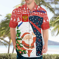 Russia Christmas Hawaiian Shirt with Dancing Santa Christmas Tree Lights and Red Snowflake - Wonder Print Shop