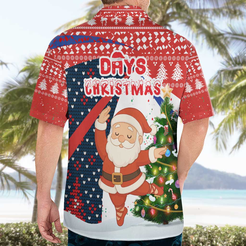 Russia Christmas Hawaiian Shirt with Dancing Santa Christmas Tree Lights and Red Snowflake - Wonder Print Shop