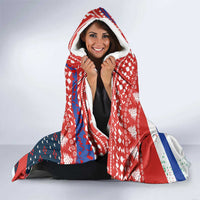 Russia Christmas Hooded Blanket with Dancing Santa Christmas Tree Lights and Red Snowflake - Wonder Print Shop