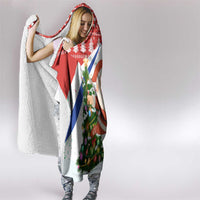 Russia Christmas Hooded Blanket with Dancing Santa Christmas Tree Lights and Red Snowflake - Wonder Print Shop