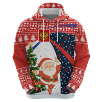 Russia Christmas Hoodie with Dancing Santa Christmas Tree Lights and Red Snowflake - Wonder Print Shop