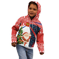 Russia Christmas Kid Hoodie with Dancing Santa Christmas Tree Lights and Red Snowflake - Wonder Print Shop