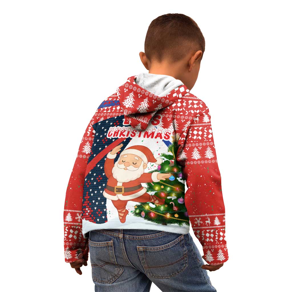 Russia Christmas Kid Hoodie with Dancing Santa Christmas Tree Lights and Red Snowflake - Wonder Print Shop