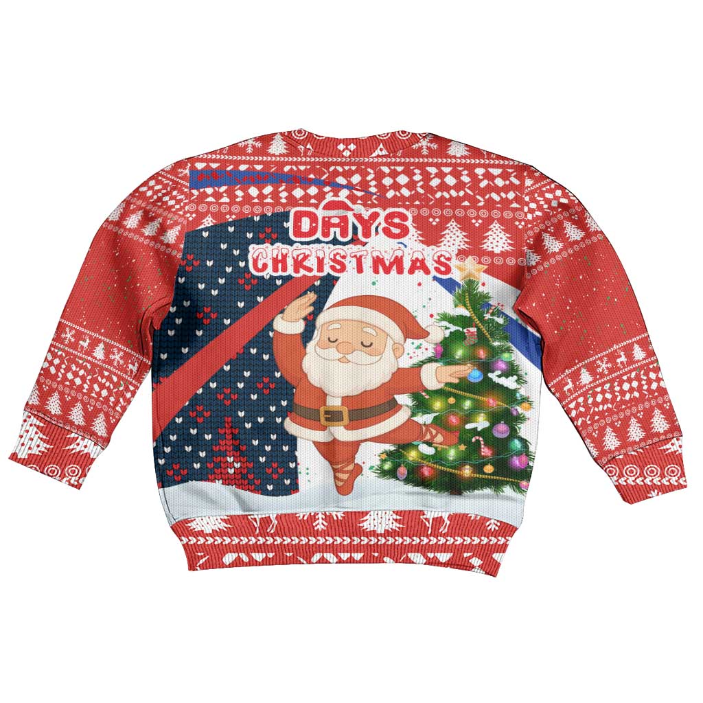 Russia Christmas Kid Ugly Christmas Sweater with Dancing Santa Christmas Tree Lights and Red Snowflake - Wonder Print Shop