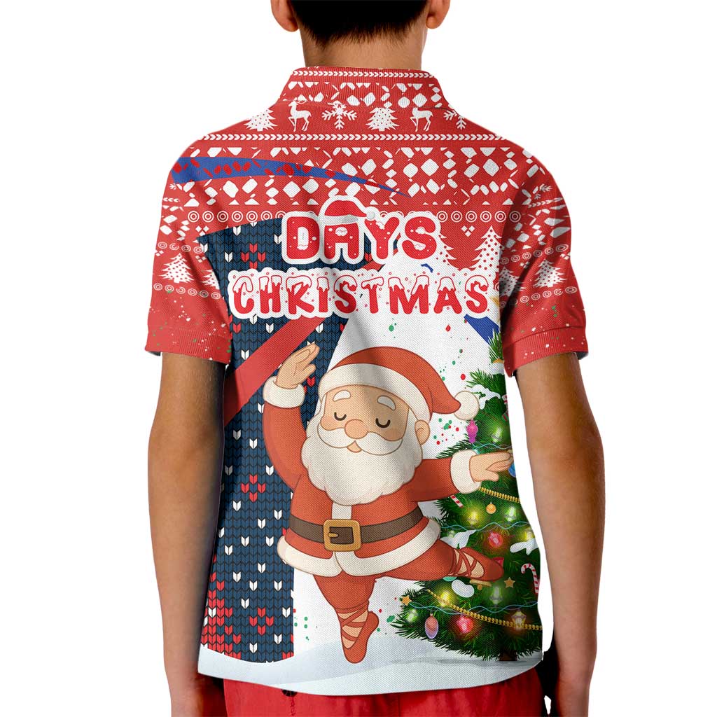 Russia Christmas Kid Polo Shirt with Dancing Santa Christmas Tree Lights and Red Snowflake - Wonder Print Shop