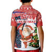 Russia Christmas Kid Polo Shirt with Dancing Santa Christmas Tree Lights and Red Snowflake - Wonder Print Shop