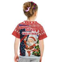 Russia Christmas Kid T Shirt with Dancing Santa Christmas Tree Lights and Red Snowflake - Wonder Print Shop