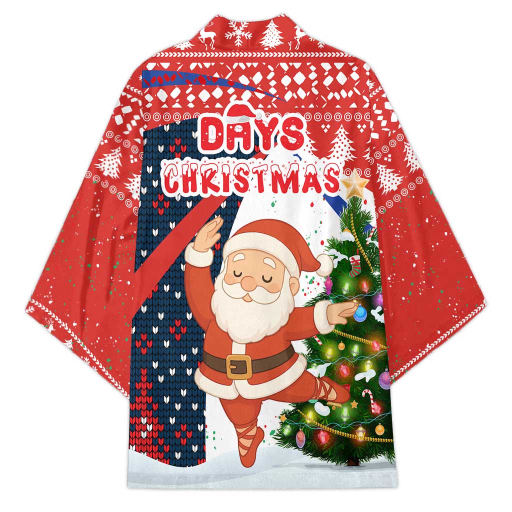 Russia Christmas Kimono with Dancing Santa Christmas Tree Lights and Red Snowflake - Wonder Print Shop