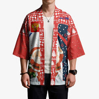 Russia Christmas Kimono with Dancing Santa Christmas Tree Lights and Red Snowflake - Wonder Print Shop