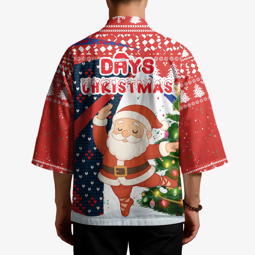 Russia Christmas Kimono with Dancing Santa Christmas Tree Lights and Red Snowflake - Wonder Print Shop