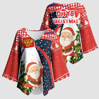 Russia Christmas Kimono Sleeve Blouse with Dancing Santa Christmas Tree Lights and Red Snowflake - Wonder Print Shop