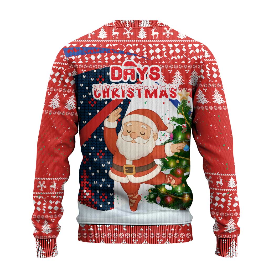 Russia Christmas Ugly Christmas Sweater with Dancing Santa Christmas Tree Lights and Red Snowflake - Wonder Print Shop