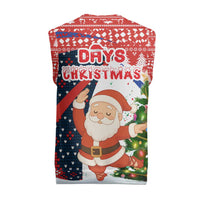 Russia Christmas Knitted V-Neck Vest with Dancing Santa Christmas Tree Lights and Red Snowflake - Wonder Print Shop