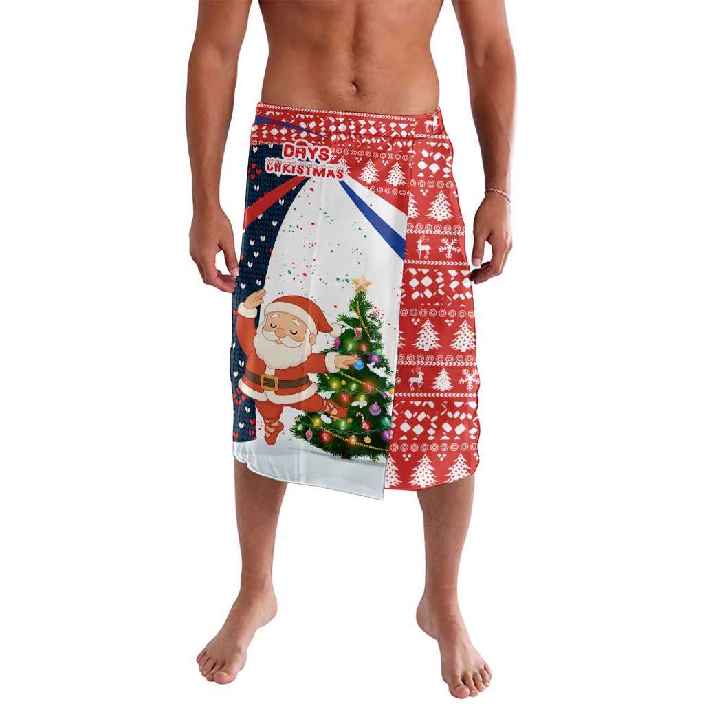 Russia Christmas Lavalava with Dancing Santa Christmas Tree Lights and Red Snowflake - Wonder Print Shop