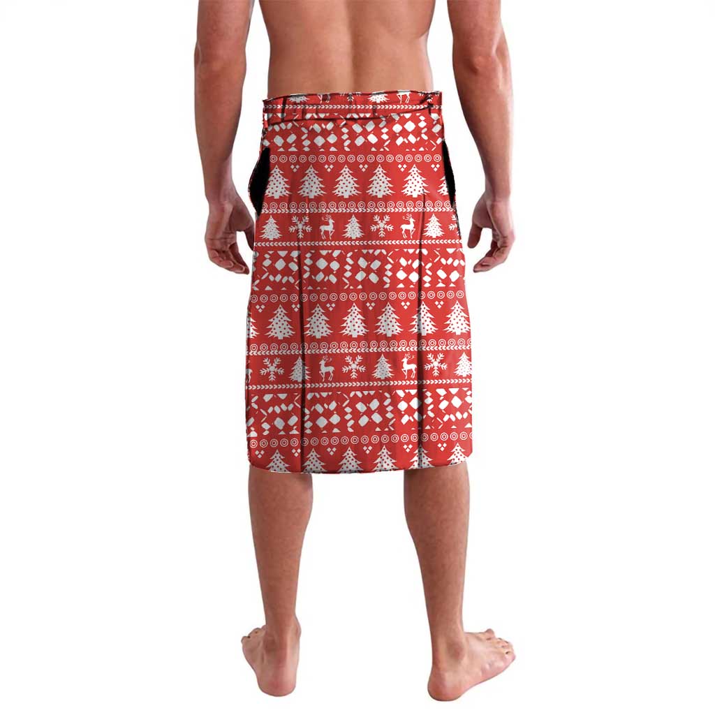 Russia Christmas Lavalava with Dancing Santa Christmas Tree Lights and Red Snowflake - Wonder Print Shop