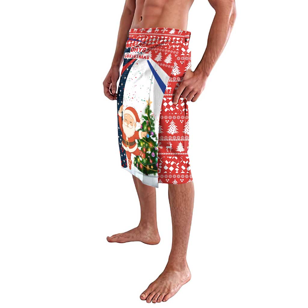 Russia Christmas Lavalava with Dancing Santa Christmas Tree Lights and Red Snowflake - Wonder Print Shop