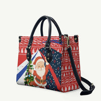 Russia Christmas Leather Bag with Dancing Santa Christmas Tree Lights and Red Snowflake - Wonder Print Shop