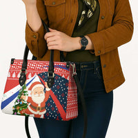 Russia Christmas Leather Bag with Dancing Santa Christmas Tree Lights and Red Snowflake - Wonder Print Shop