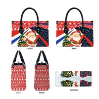 Russia Christmas Leather Bag with Dancing Santa Christmas Tree Lights and Red Snowflake - Wonder Print Shop