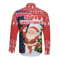 Russia Christmas Long Sleeve Button Shirt with Dancing Santa Christmas Tree Lights and Red Snowflake - Wonder Print Shop
