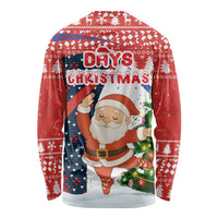 Russia Christmas Long Sleeve Shirt with Dancing Santa Christmas Tree Lights and Red Snowflake - Wonder Print Shop