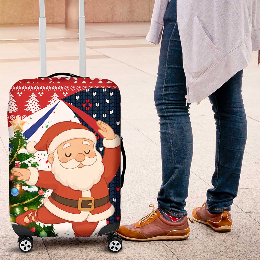 Russia Christmas Luggage Cover with Dancing Santa Christmas Tree Lights and Red Snowflake - Wonder Print Shop