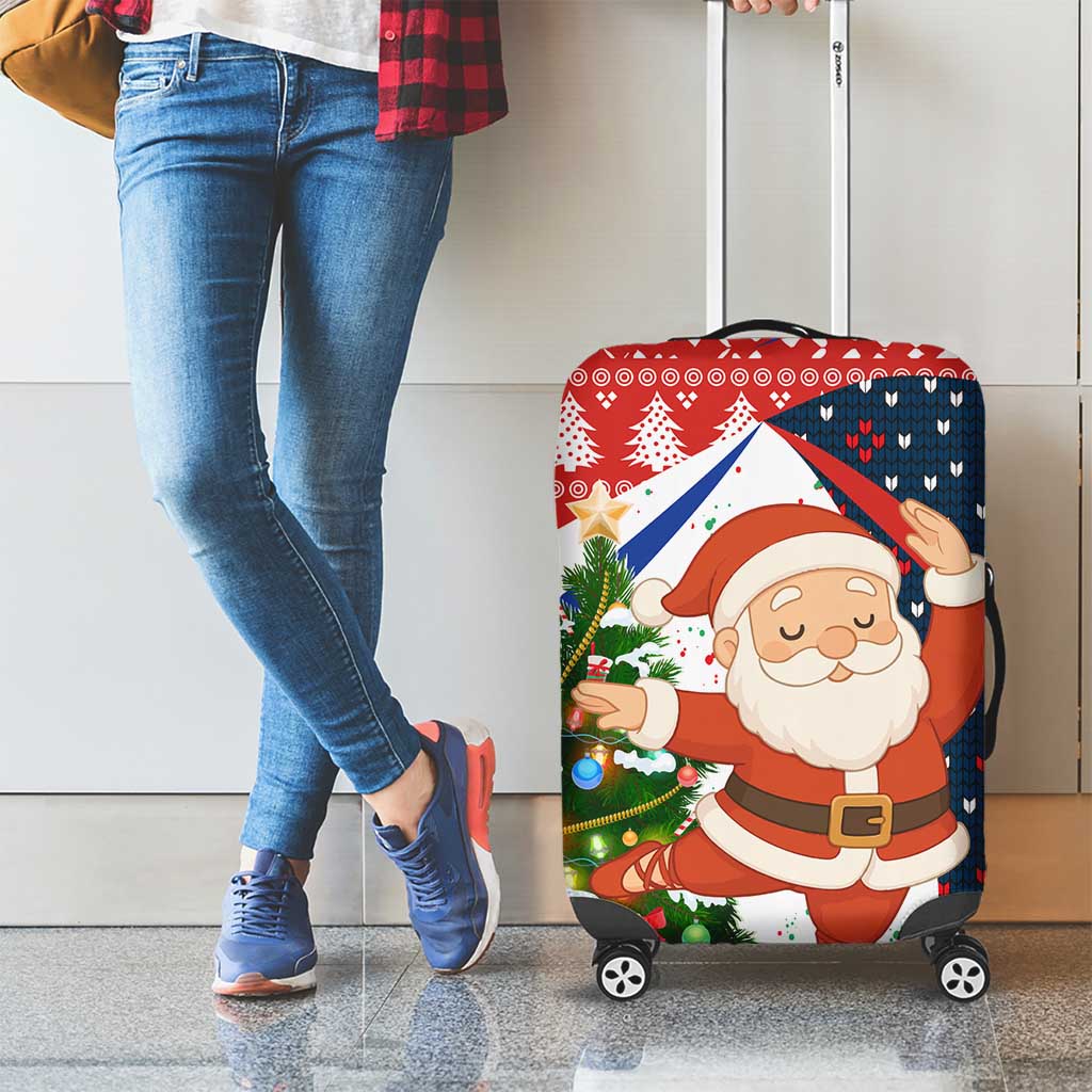 Russia Christmas Luggage Cover with Dancing Santa Christmas Tree Lights and Red Snowflake - Wonder Print Shop