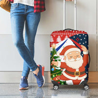 Russia Christmas Luggage Cover with Dancing Santa Christmas Tree Lights and Red Snowflake - Wonder Print Shop