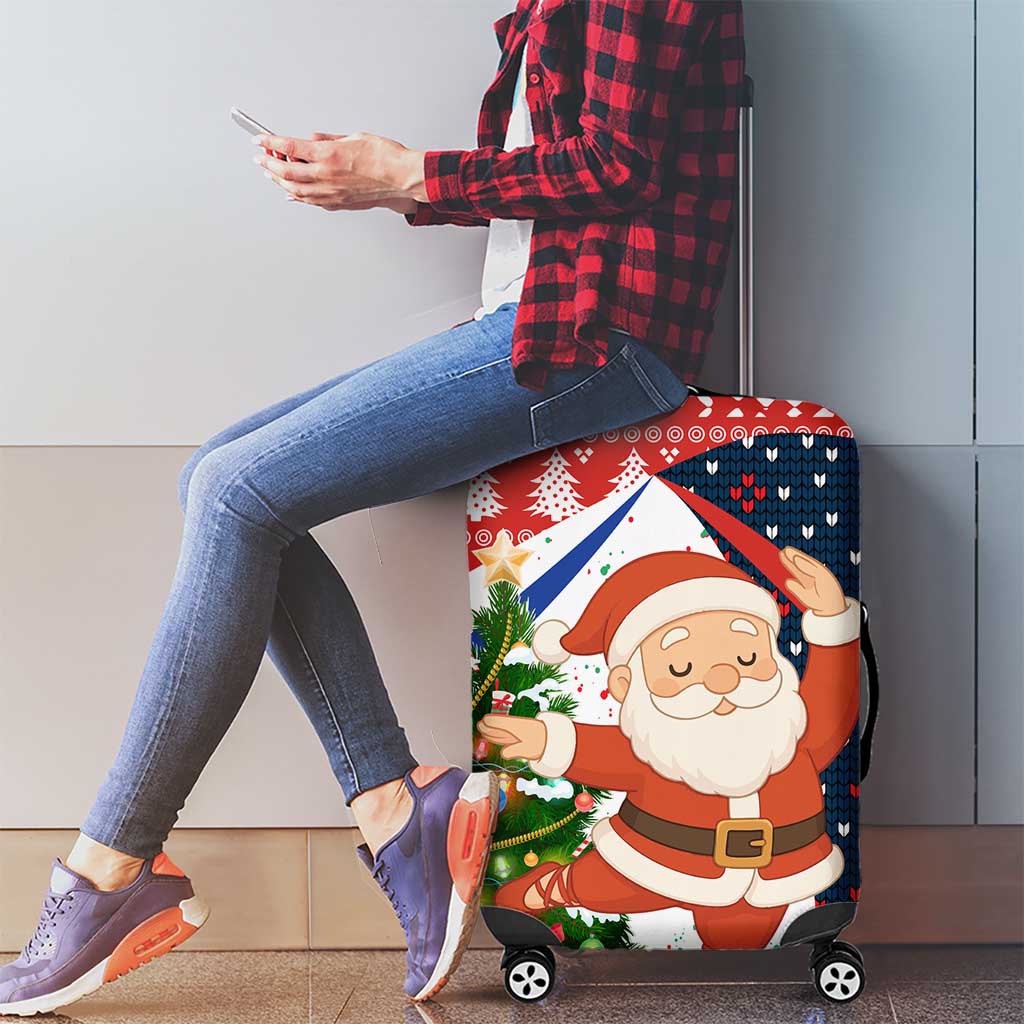 Russia Christmas Luggage Cover with Dancing Santa Christmas Tree Lights and Red Snowflake - Wonder Print Shop
