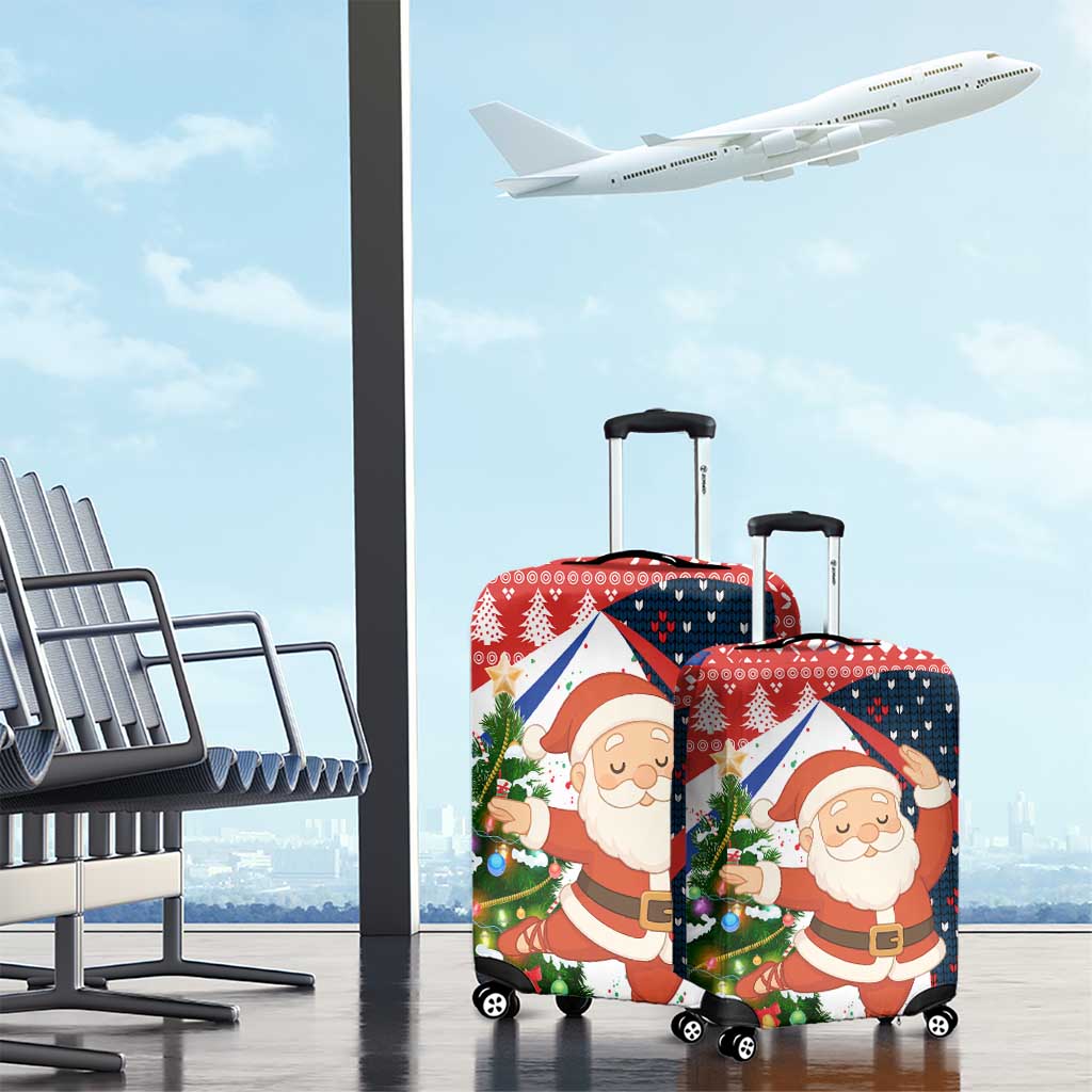 Russia Christmas Luggage Cover with Dancing Santa Christmas Tree Lights and Red Snowflake - Wonder Print Shop