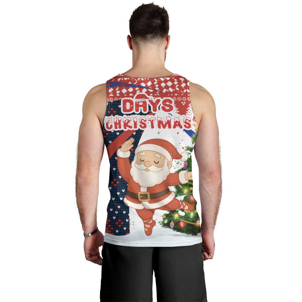Russia Christmas Men Tank Top with Dancing Santa Christmas Tree Lights and Red Snowflake - Wonder Print Shop