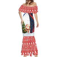 Russia Christmas Mermaid Dress with Dancing Santa Christmas Tree Lights and Red Snowflake - Wonder Print Shop