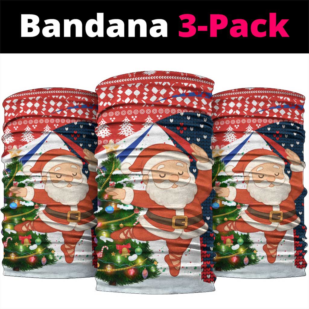 Russia Christmas Neck Gaiter with Dancing Santa Christmas Tree Lights and Red Snowflake - Wonder Print Shop