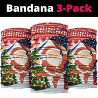 Russia Christmas Neck Gaiter with Dancing Santa Christmas Tree Lights and Red Snowflake - Wonder Print Shop