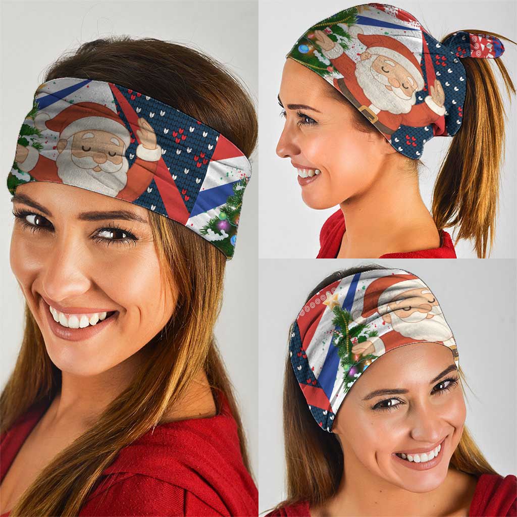 Russia Christmas Neck Gaiter with Dancing Santa Christmas Tree Lights and Red Snowflake - Wonder Print Shop